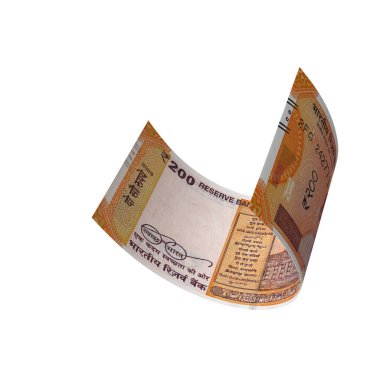 Hindistan 200 Rupi Düşen Sermaye Sermayesi, yüksek kaliteli para birimi finans, eğitim, 3D modelleme, hisse senedi. Kaynaklar ve küresel parasal kimlik ve değer.