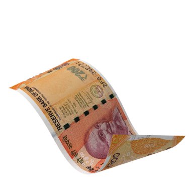 Hindistan 200 Rupi Düşen Finansal İşlem, yüksek kalite para birimi finans, eğitim, 3D modelleme, hisse senedi. Kaynaklar ve küresel parasal kimlik ve değer.