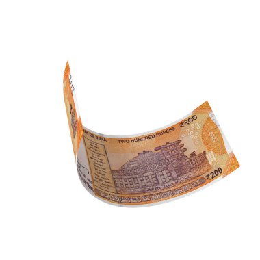 Hindistan 200 Rupi Düşen Parasal Değer, yüksek kaliteli para birimi finans, eğitim, 3D modelleme, hisse senedi. Kaynaklar ve küresel parasal kimlik ve değer.