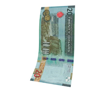 Ürdün 'de 20 Dinar Düşen Zenginlik Gösterimi, yüksek kaliteli para birimi finans, eğitim, 3D modelleme, hisse senedi. Kaynaklar ve küresel parasal kimlik ve değer.