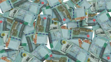 Ürdün 20 Dinar Yığın Para Birimi Finans, yüksek kalite para birimi finans, eğitim, 3D modelleme, hisse senedi. Kaynaklar ve küresel parasal kimlik ve değer.