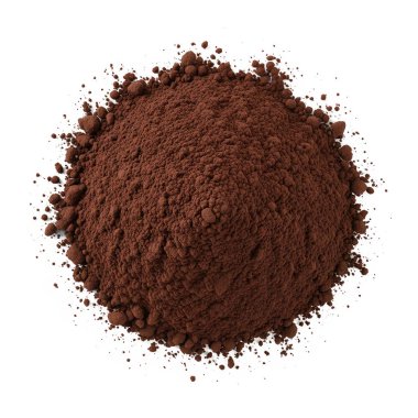 Koyu kahverengi kakao tozu yığını, grafik kaynakları, sanat eserleri, 3D modelleme ve stok illüstrasyonu için yüksek kaliteli nesneler.