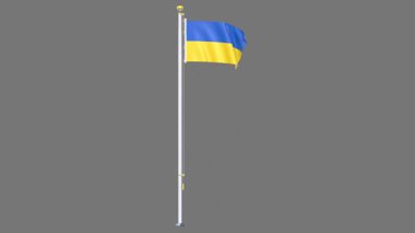 Ukrayna Animasyon Bayrak Döngüsü, Ulusal Kimliği, Kültürü, Gururu ve Küresel Tanınmayı temsil eden Yüksek Kaliteli Gerçekçi 3D Çizim.