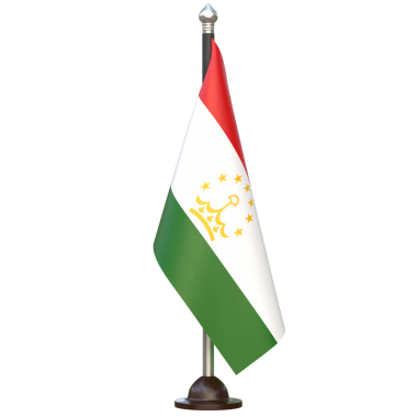 Tacikistan Kumaş Ülke Bayrak Standı, Ulusal kimlik, kültür, gurur ve küresel tanınmayı temsil eden yüksek kaliteli 3D canlandırma.