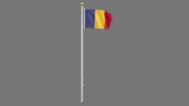 Çad Animasyon bayrağı, yüksek çözünürlüklü 3D görüntü döngüsü dijital olarak tasarlanmış bir nesne veya simgenin bayrağı, temiz beyaz veya koyu renkli bir arkaplanda sunulmaktadır.
