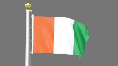 Cote dlvoire Animasyon Bayrağı Kapanış, Yüksek çözünürlüklü 3D görüntü döngü bayrağı, temiz beyaz veya koyu renkli bir arkaplan üzerinde sunulan dijital olarak tasarlanmış bir nesne veya simgenin bayrağı.