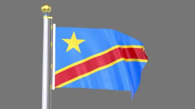 Demokratik Kongo Cumhuriyeti Hareketli Bayrak Kapanışı, Yüksek çözünürlüklü dijital olarak tasarlanmış bir nesne veya simgenin video döngü bayrağı, temiz beyaz veya koyu renkli bir arkaplan üzerine sunulmuştur.