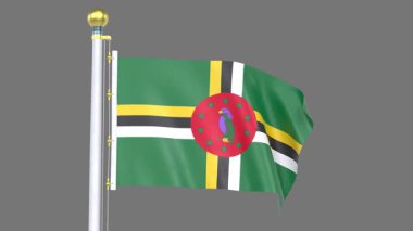 Dominica Canlandırılmış Bayrak Kapatma, Yüksek çözünürlüklü 3D görüntü döngüsü dijital olarak tasarlanmış bir nesne veya simgenin bayrağı, temiz beyaz veya katı renkli bir arkaplanda sunulmuştur.