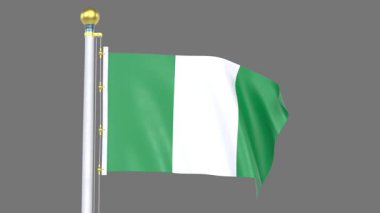 Nijerya Animasyon Bayrağı Kapanışı, Yüksek çözünürlüklü dijital olarak tasarlanmış bir nesne veya simgenin video döngü bayrağı, temiz beyaz veya katı renkli bir arkaplanda sunulmaktadır.