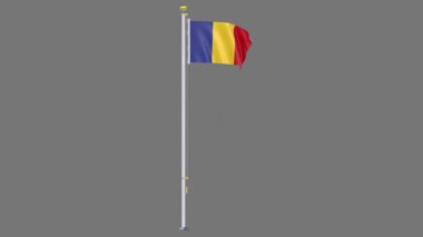 Romanya Animasyon bayrağı ve yüksek çözünürlüklü 3D görüntü döngüsü, temiz beyaz veya koyu renkli bir arkaplan üzerinde sunulan dijital olarak tasarlanmış bir nesne veya simgenin bayrağı.