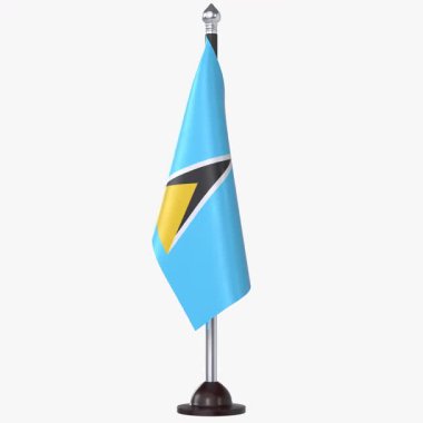 Saint Lucia Flag Stand-up, yüksek kalite gerçekçi 3D video oluşturma ulusal kimlik, kültür, gurur ve küresel tanınma sunar.