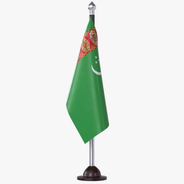 Türkmenistan Bayrak Ayakta Dönüşü, Ulusal Kimlik, Kültür, Gurur ve Küresel Tanınmayı temsil eden Yüksek Kaliteli 3D Görüntü.