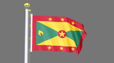 Grenada Canlandırılmış Bayrak Kapanışı, Ulusal Kimliği, Kültürü, Gururu ve Küresel Tanınmayı temsil eden Yüksek Kaliteli Gerçekçi 3D Video Hazırlama.
