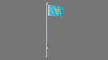 Kazakistan Animasyon Bayrağı, Ulusal Kimliği, Kültürü, Gururu ve Küresel Tanınmayı temsil eden Yüksek Kaliteli Gerçekçi 3D Video Hazırlama.