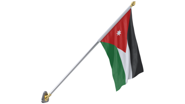 Jordan Cloth Flag Wall Monted, Yüksek kalite 8k grafik kaynaklar, sanat eserleri, 3D modelleme ve hisse senedi çizimleri için izole edilmiş 3D gerçekçilik..