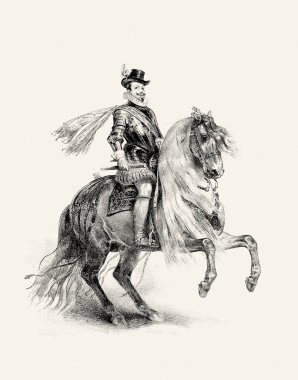 At ve binici eli bej kağıda kalem çizimi detaylı çizim sanatıyla binicilik çizimi.