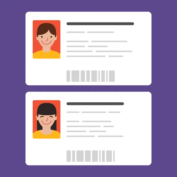 Id cards with the cute persons — Stock Vector