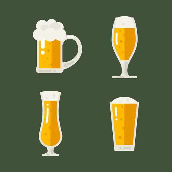 Vector set van bier pictogrammen. Bierfles, glas, pint. — Stockvector