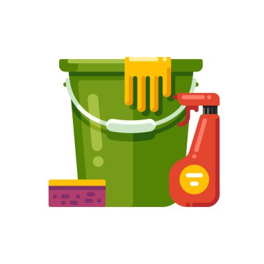 Cleaning supplies. Vector illustration clipart