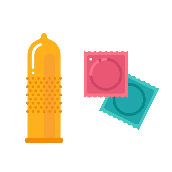 Condom and packages — Stock Vector