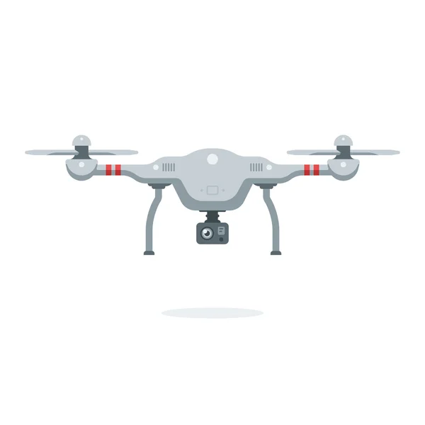 Quadricottero dei cartoni. Drone remoto con una fotocamera che scatta fotografie o registrazioni video — Vettoriale Stock