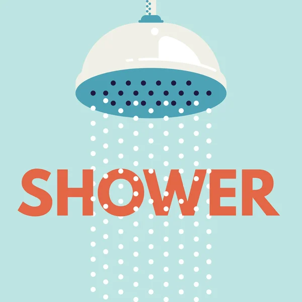 Banyoda duş başlığı ve akan su damlaları — Stok Vektör