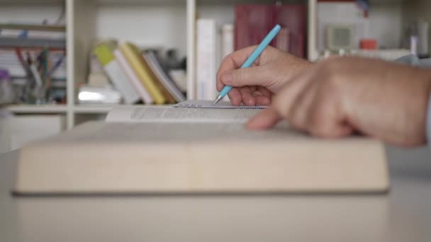 Person Who Studies and Increases His Knowledge by Reading a Literature Book. — Stock Video