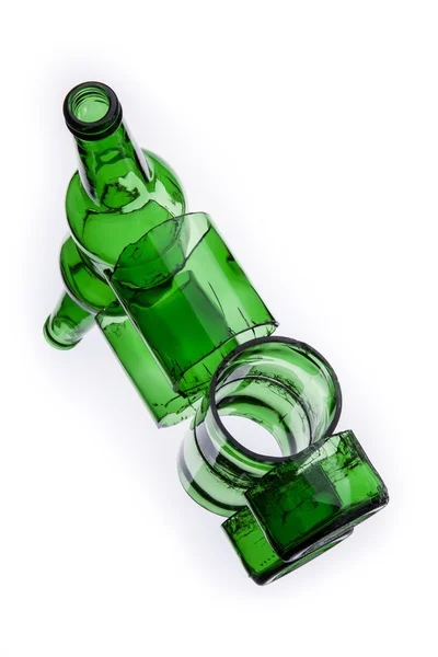 Una botella en rodajas sobre un fondo blanco — Foto de Stock