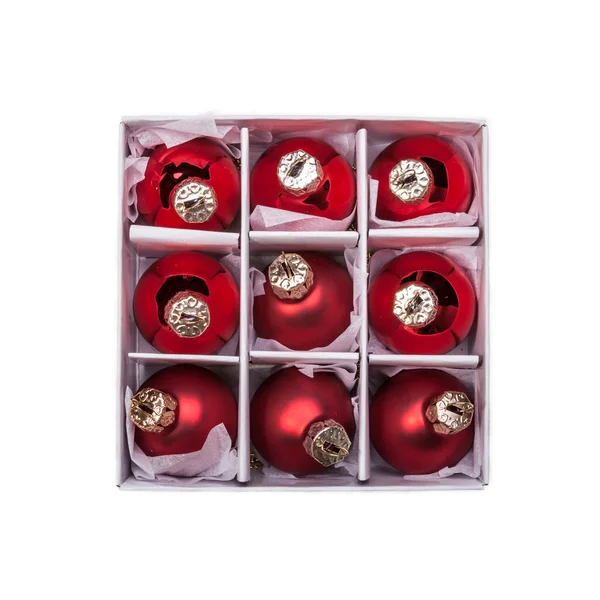 Christmas balls in a box — Stock Photo, Image