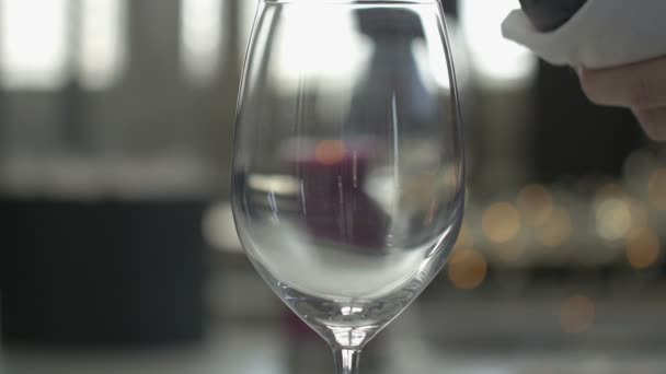 Verter vino tinto en un vaso — Vídeo de stock