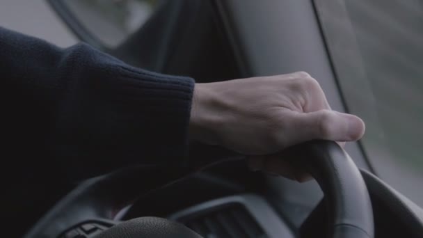 Mano en el volante — Vídeo de stock