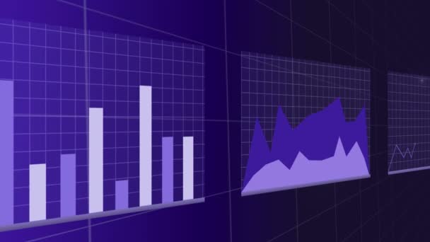 Rostoucí graf grafy na mřížce — Stock video