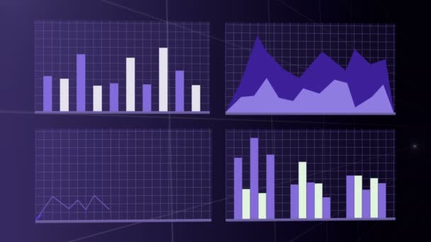 Gráficos en crecimiento en una cuadrícula — Vídeos de Stock