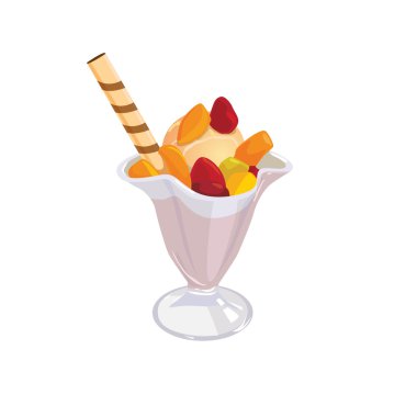 Beyaz izole meyve dondurma çizimi