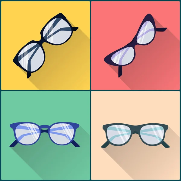 Gafas plano icono conjunto — Vector de stock