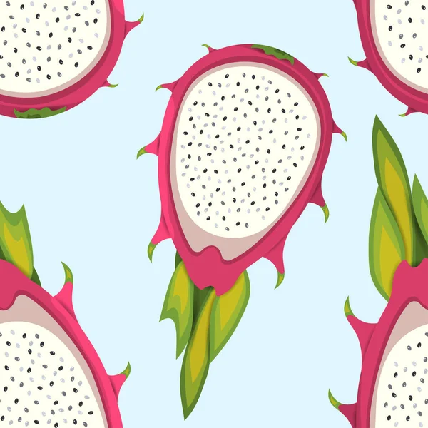 Padrão Fruta Dragão Tropical Exótica Ilustração Vetorial Pitaya —  Vetores de Stock