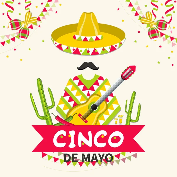 Messico Festa Tradizionale Cinco Mayo Biglietto Auguri Festa Messicana Tradizionale — Vettoriale Stock