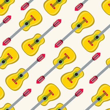 Gitarlı kusursuz desen, vektör çizimi.