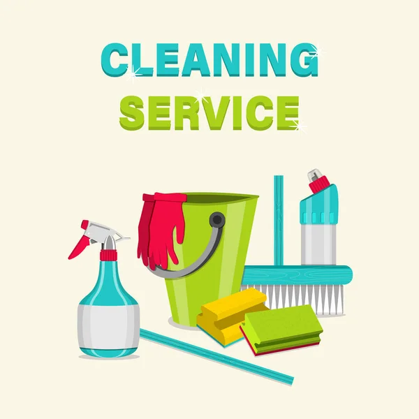 Przedmioty Gospodarstwa Domowego Czyszczenia Usługi Sprzątania Domów Dla Mieszkań Domów — Wektor stockowy