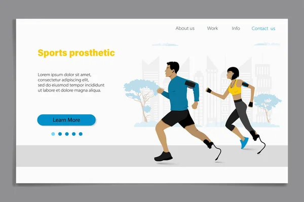 Ilustração Vetorial Corredores Handicap Homem Mulher Correndo Lâminas Esportes Artificiais — Vetor de Stock