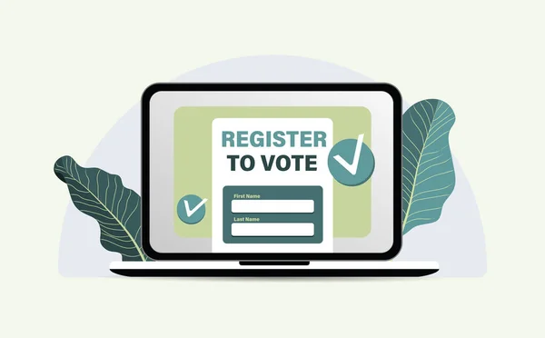 Register Online Vote Elections Democracy Participation Vote Concept Flat Vector — Stock Vector