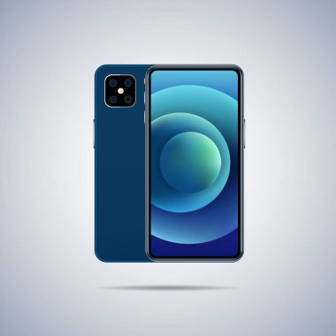 Akıllı telefonmuş. Ön ve arka görünüm illüstrasyonu. 