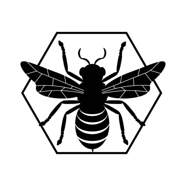 Ikona Včel Logo Chyby Bílém Pozadí Vektorová Ilustrace — Stockový vektor