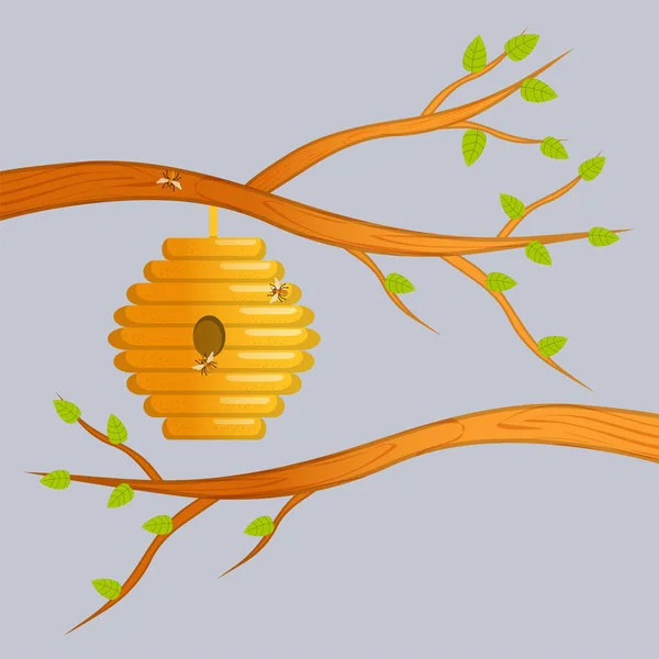 Ilustración Vectorial Casa Abejas Con Entrada Redonda — Vector de stock