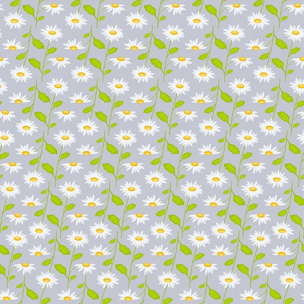 Χαμομήλι Χαριτωμένο Αδιάλειπτη Μοτίβα Floral Retro Στυλ Απλό Μοτίβο Λευκά — Διανυσματικό Αρχείο