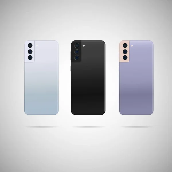 Smartphone Realista Con Ilustración Posterior — Vector de stock