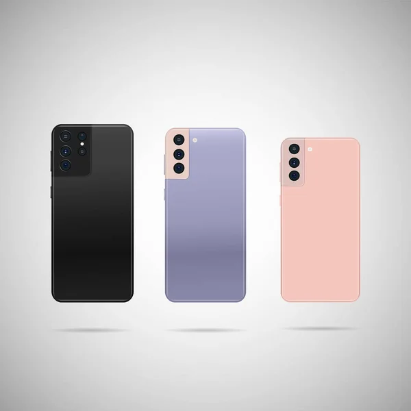 Smartphone Realista Con Ilustración Posterior — Vector de stock