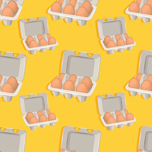 Sarı Arka Planda Kutuda Yumurta Deseni Var Vektör Illüstrasyonu — Stok Vektör
