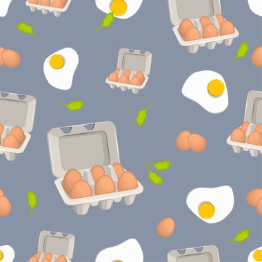 Mavi arka planda kutuda yumurta deseni var. vektör illüstrasyonu.