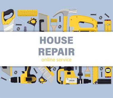 Ev onarım aracı vektör çizimi. Çevrim içi servis.